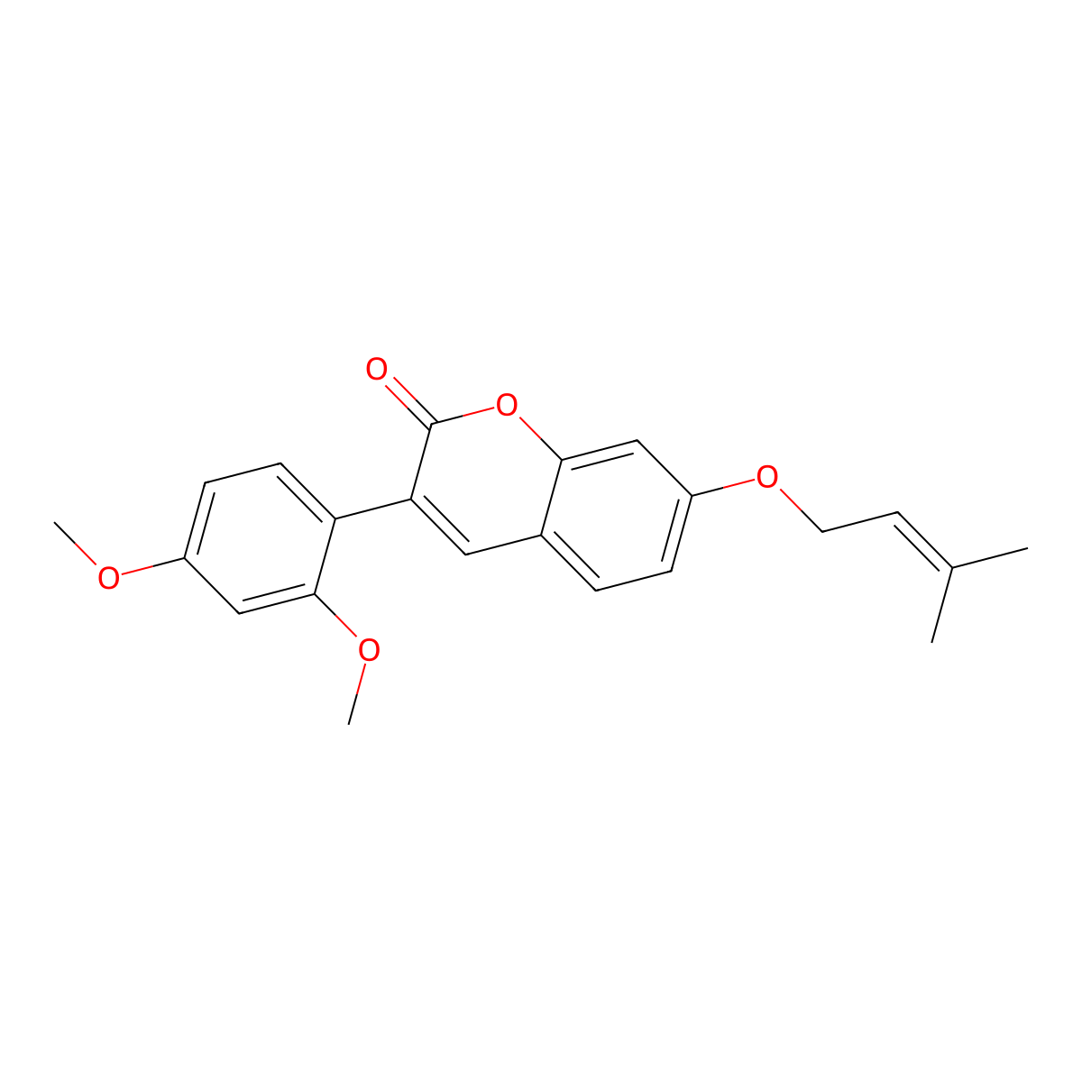 3-(2,4-dimethoxyphenyl)-7-((3-methylbut-2-en-1-yl)oxy)-2H-chromen-2-one molecular structure, CAS 859667-61-1