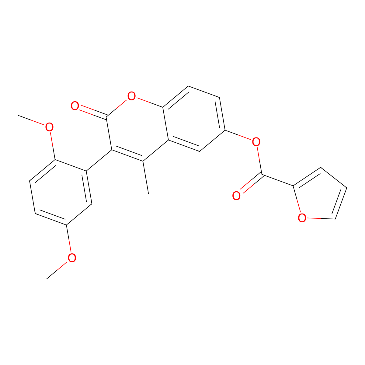 3-(2,5-dimethoxyphenyl)-4-methyl-2-oxo-2H-chromen-6-yl furan-2-carboxylate molecular structure, CAS 859668-14-7