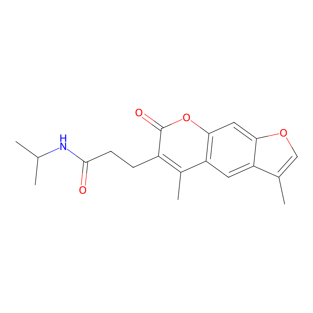 3-(3,5-dimethyl-7-oxo-7H-furo[3,2-g]chromen-6-yl)-N-isopropylpropanamide molecular structure, CAS 859668-28-3