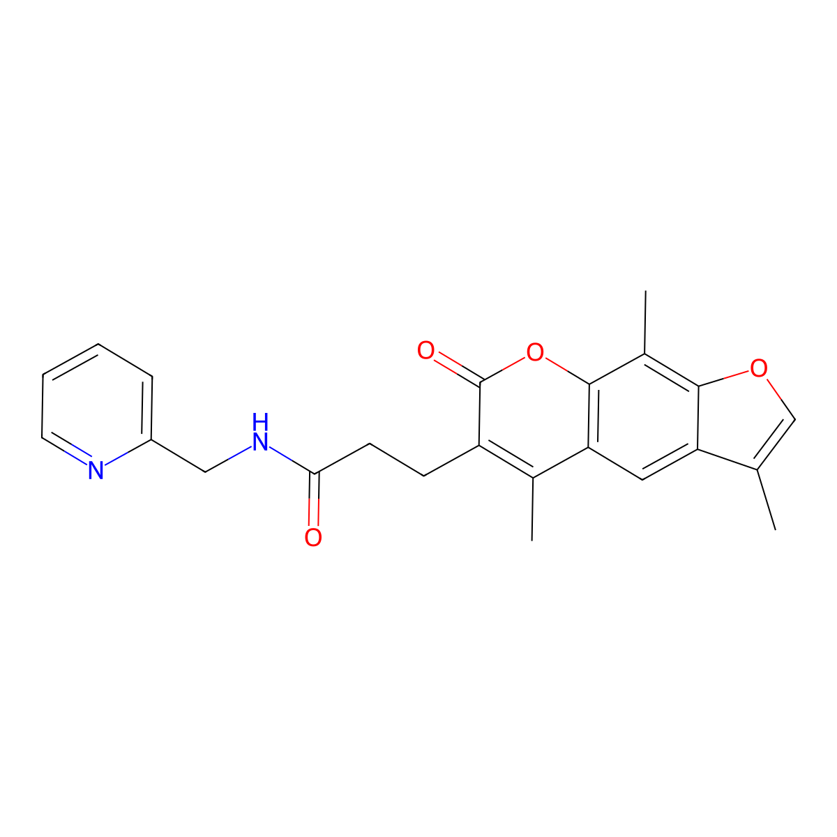 N-(pyridin-2-ylmethyl)-3-(3,5,9-trimethyl-7-oxo-7H-furo[3,2-g]chromen-6-yl)propanamide molecular structure, CAS 859668-74-9