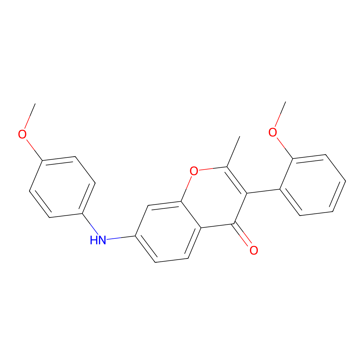 3-(2-methoxyphenyl)-7-((4-methoxyphenyl)amino)-2-methyl-4H-chromen-4-one molecular structure, CAS 859668-79-4