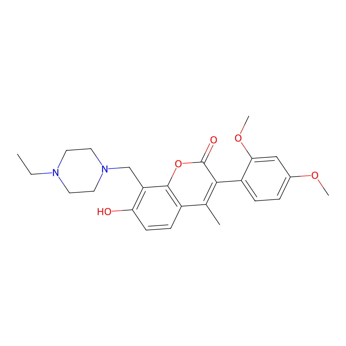 3-(2,4-dimethoxyphenyl)-8-((4-ethylpiperazin-1-yl)methyl)-7-hydroxy-4-methyl-2H-chromen-2-one molecular structure, CAS 859668-80-7