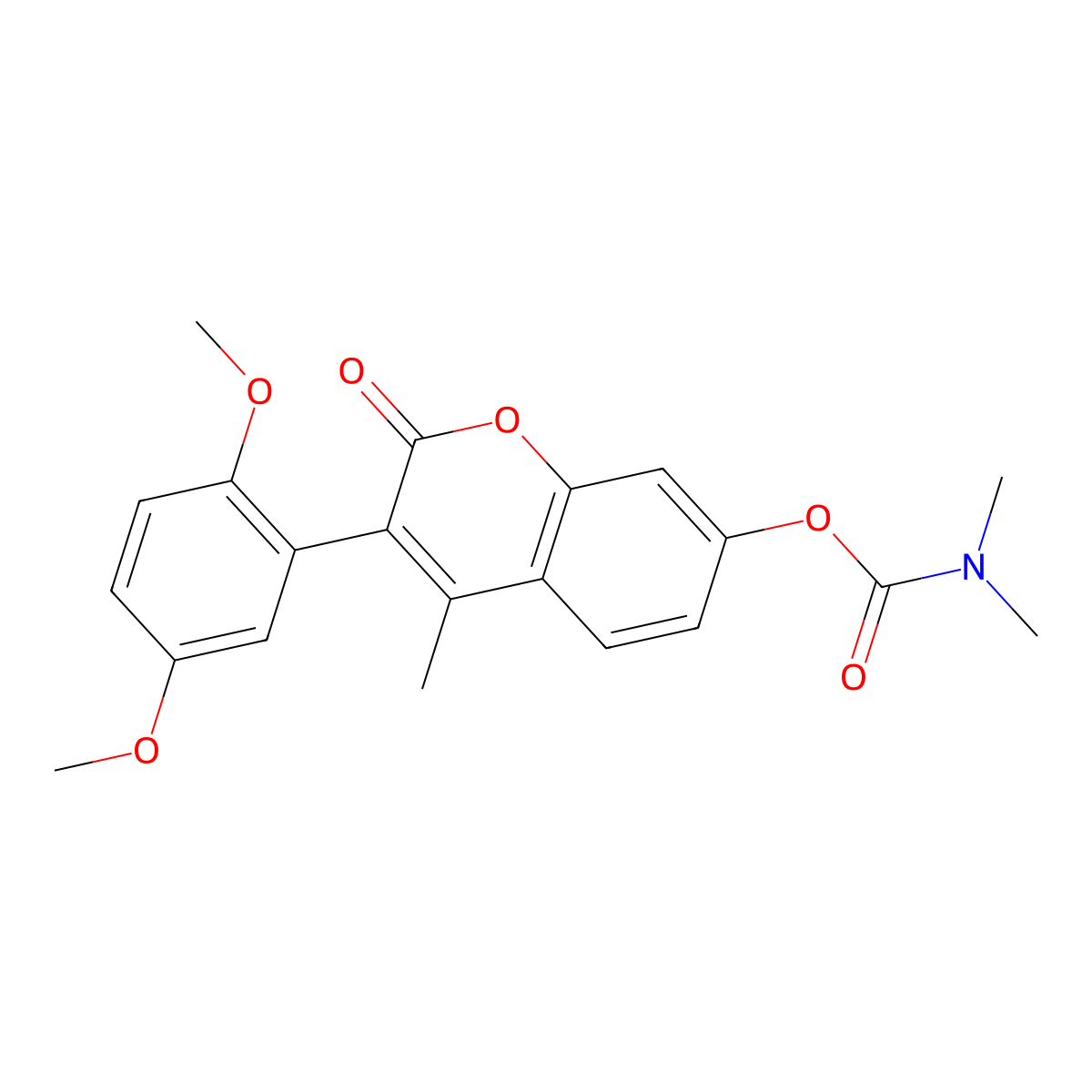 3-(2,5-dimethoxyphenyl)-4-methyl-2-oxo-2H-chromen-7-yl dimethylcarbamate molecular structure, CAS 859668-98-7