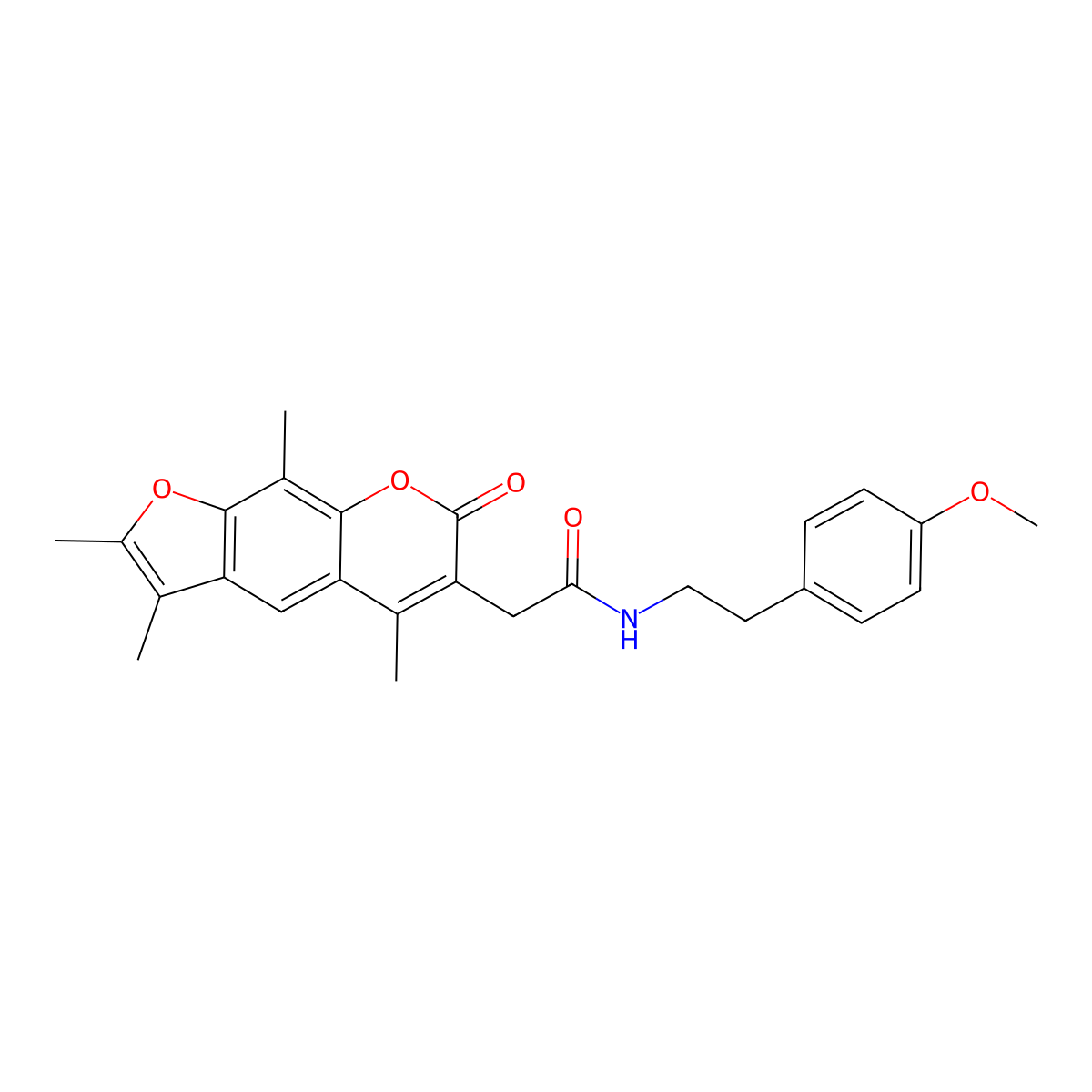 N-[2-(4-methoxyphenyl)ethyl]-2-(2,3,5,9-tetramethyl-7-oxofuro[3,2-g]chromen-6-yl)acetamide molecular structure, CAS 859669-04-8