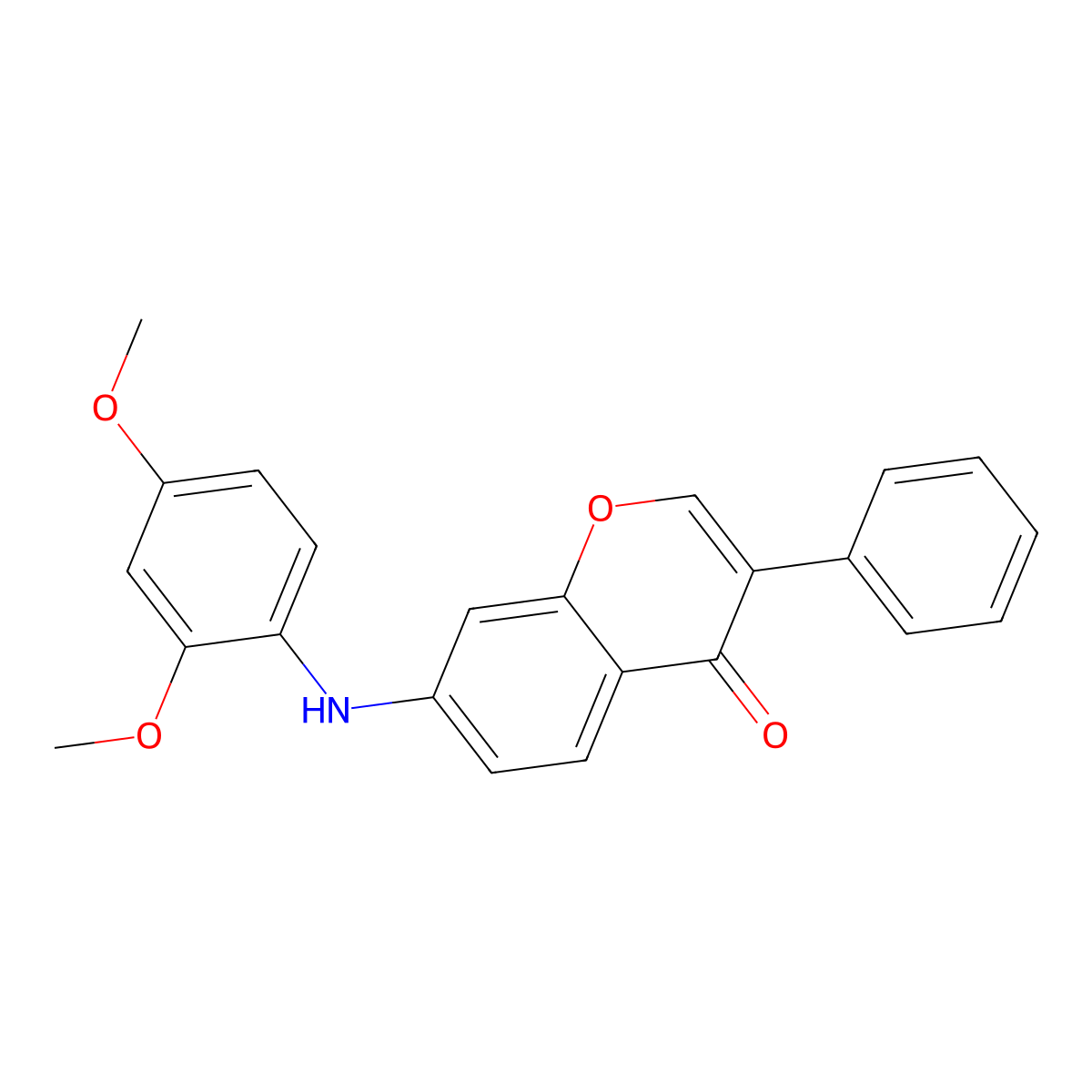 7-((2,4-dimethoxyphenyl)amino)-3-phenyl-4H-chromen-4-one molecular structure, CAS 859669-05-9