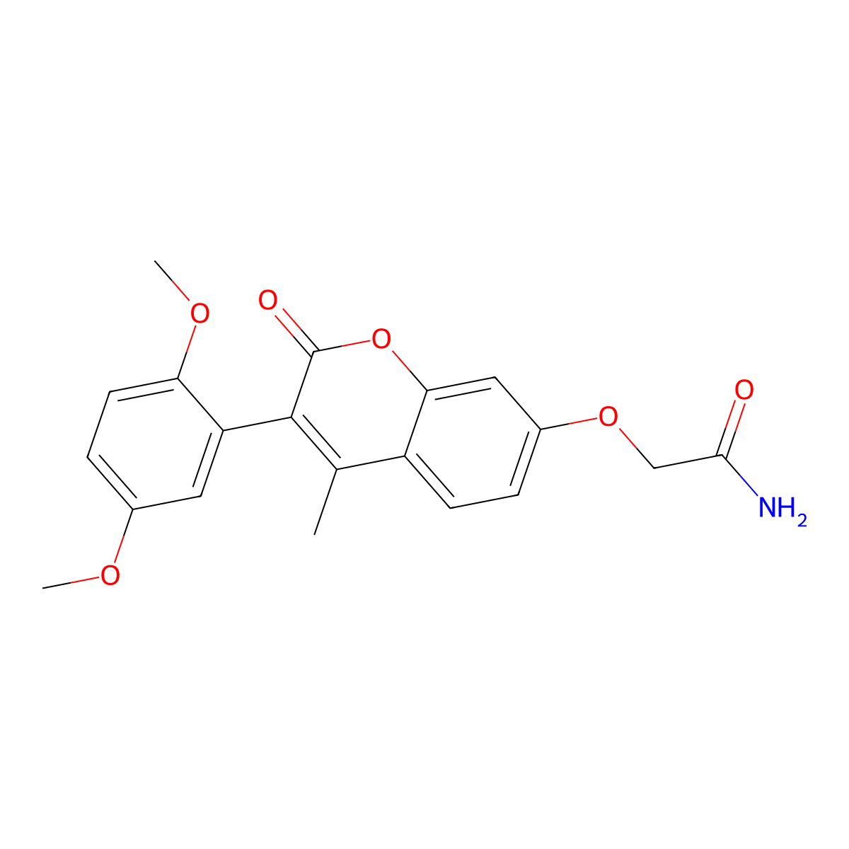 2-((3-(2,5-dimethoxyphenyl)-4-methyl-2-oxo-2H-chromen-7-yl)oxy)acetamide molecular structure, CAS 859669-29-7