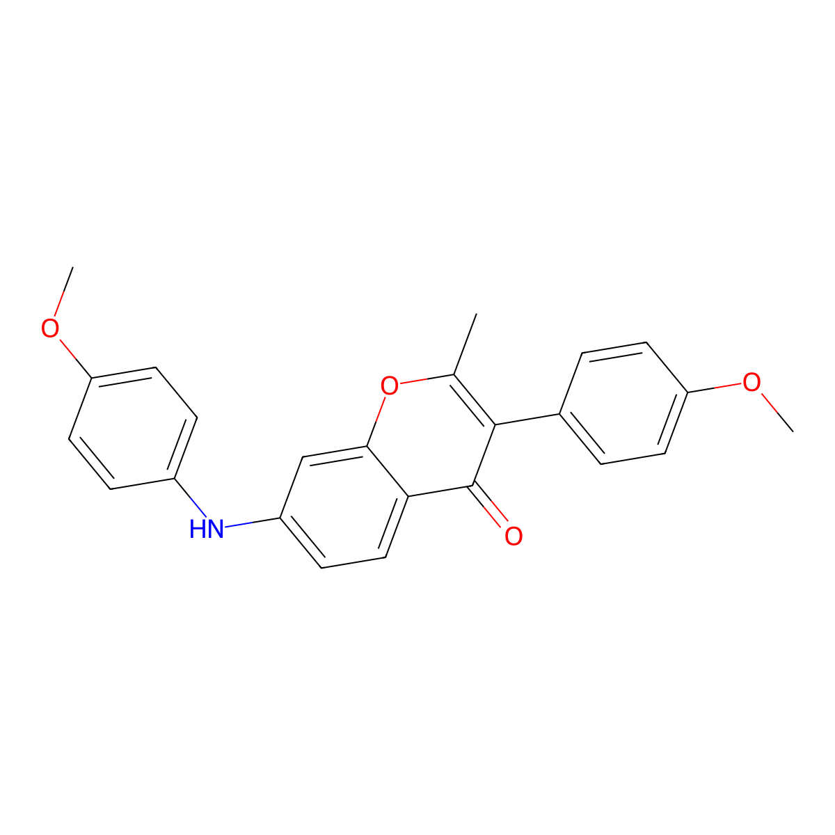 3-(4-methoxyphenyl)-7-((4-methoxyphenyl)amino)-2-methyl-4H-chromen-4-one molecular structure, CAS 859669-65-1
