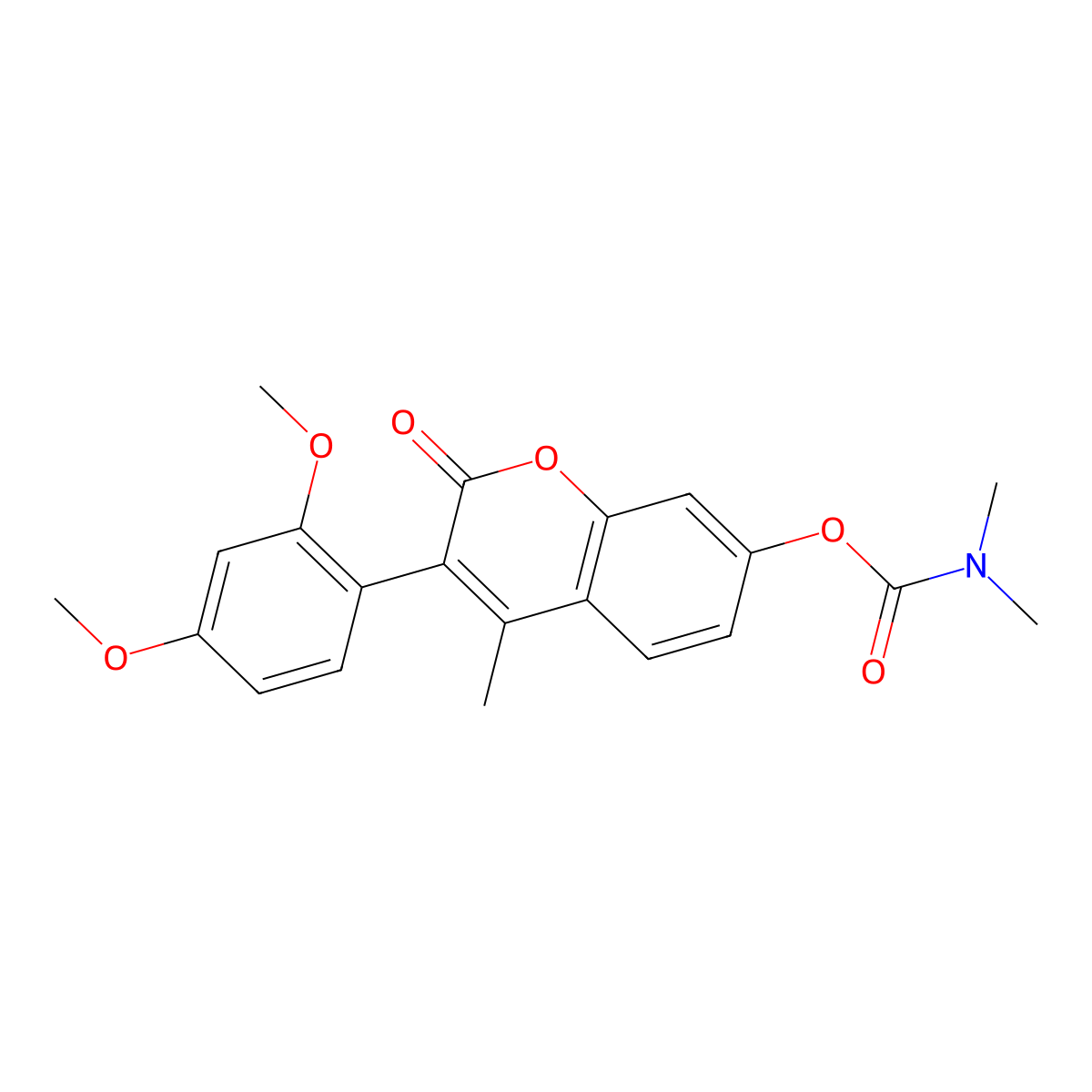 3-(2,4-dimethoxyphenyl)-4-methyl-2-oxo-2H-chromen-7-yl dimethylcarbamate molecular structure, CAS 859670-11-4