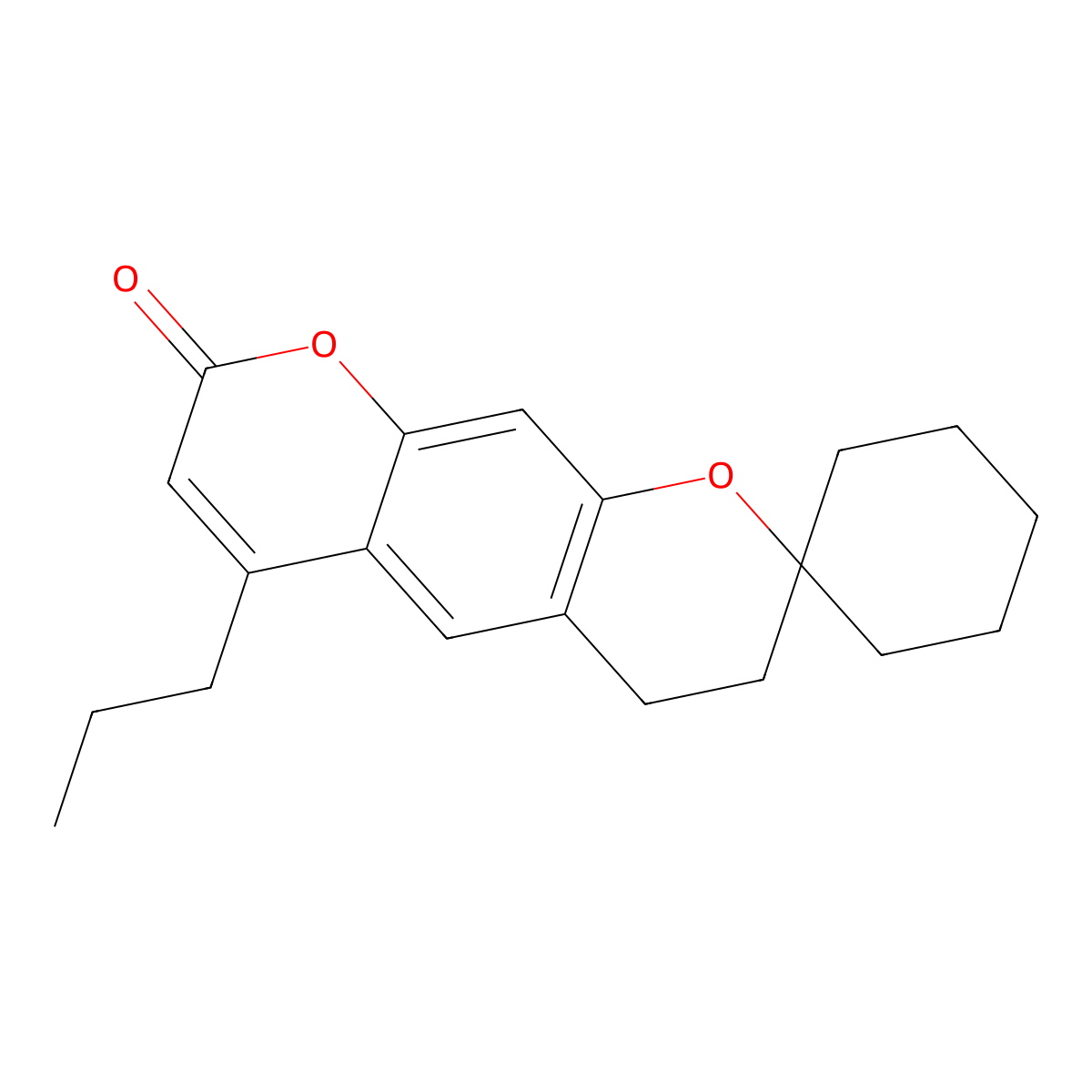6'-propyl-3',4'-dihydro-8'H-spiro[cyclohexane-1,2'-pyrano[3,2-g]chromen]-8'-one molecular structure, CAS 859670-44-3