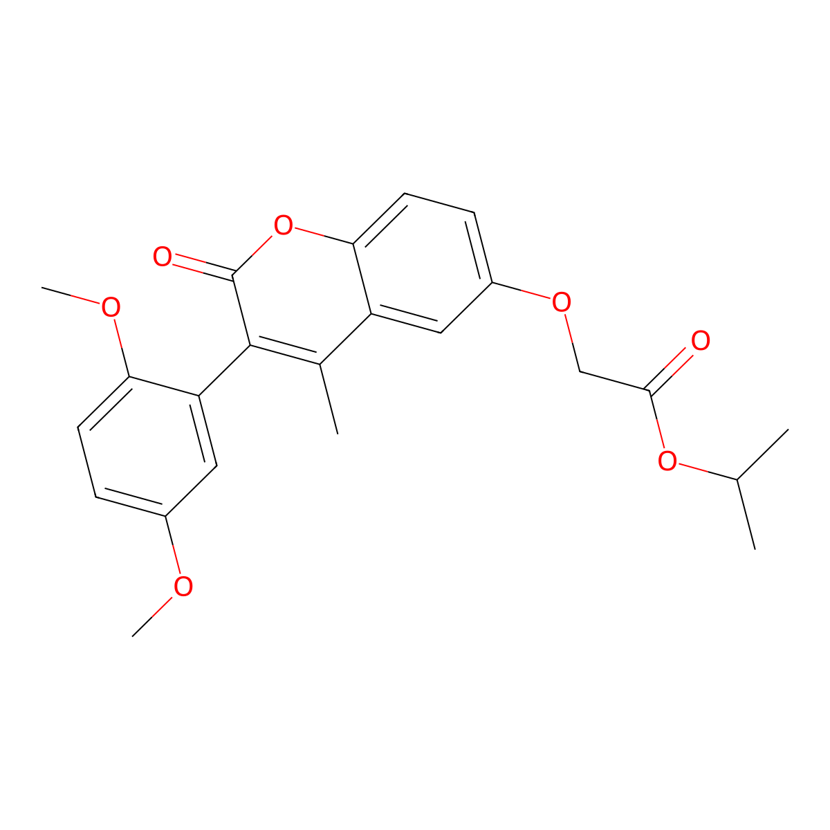 Methylethyl 2-[3-(2,5-dimethoxyphenyl)-4-methyl-2-oxochromen-6-yloxy]acetate molecular structure, CAS 859670-97-6