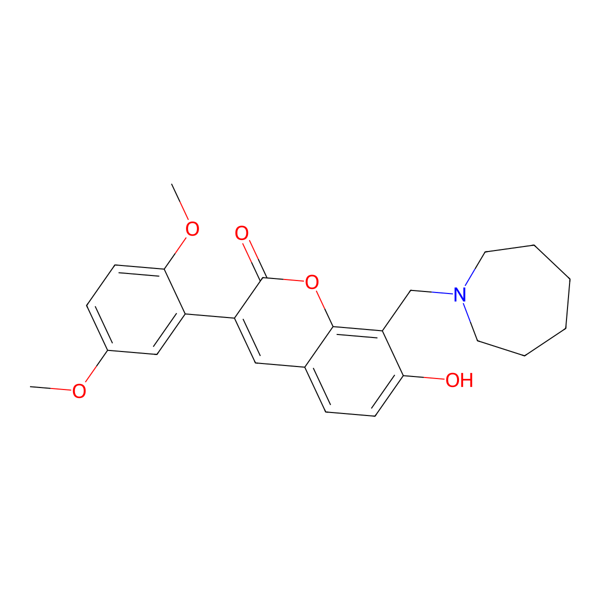 8-(azepan-1-ylmethyl)-3-(2,5-dimethoxyphenyl)-7-hydroxy-2H-chromen-2-one molecular structure, CAS 859671-56-0
