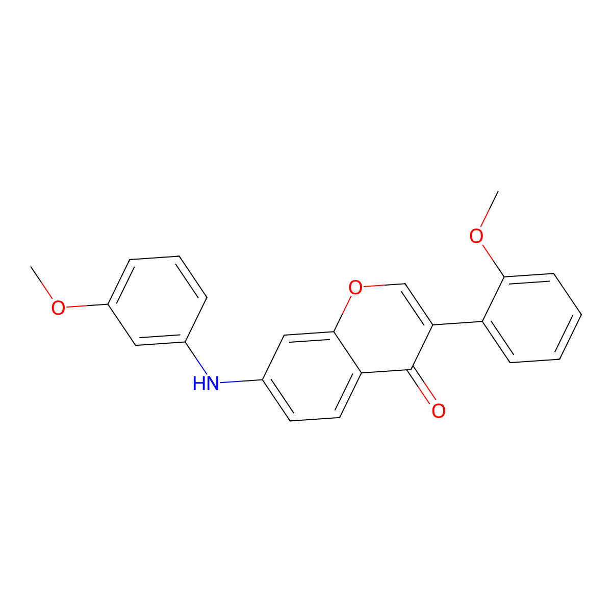 3-(2-methoxyphenyl)-7-((3-methoxyphenyl)amino)-4H-chromen-4-one molecular structure, CAS 859671-58-2