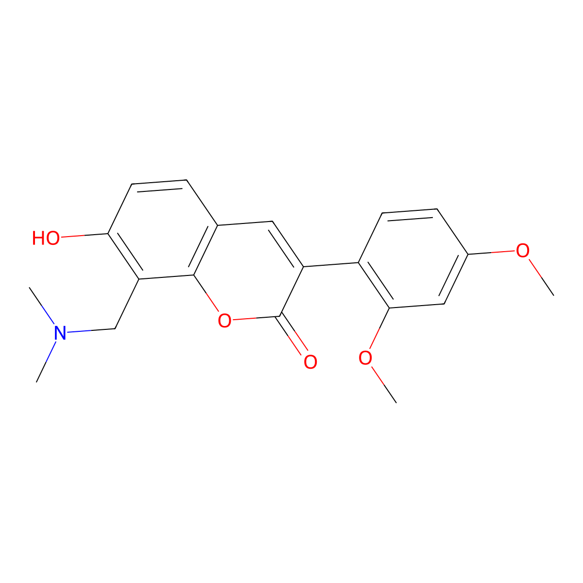 3-(2,4-dimethoxyphenyl)-8-((dimethylamino)methyl)-7-hydroxy-2H-chromen-2-one molecular structure, CAS 859671-87-7