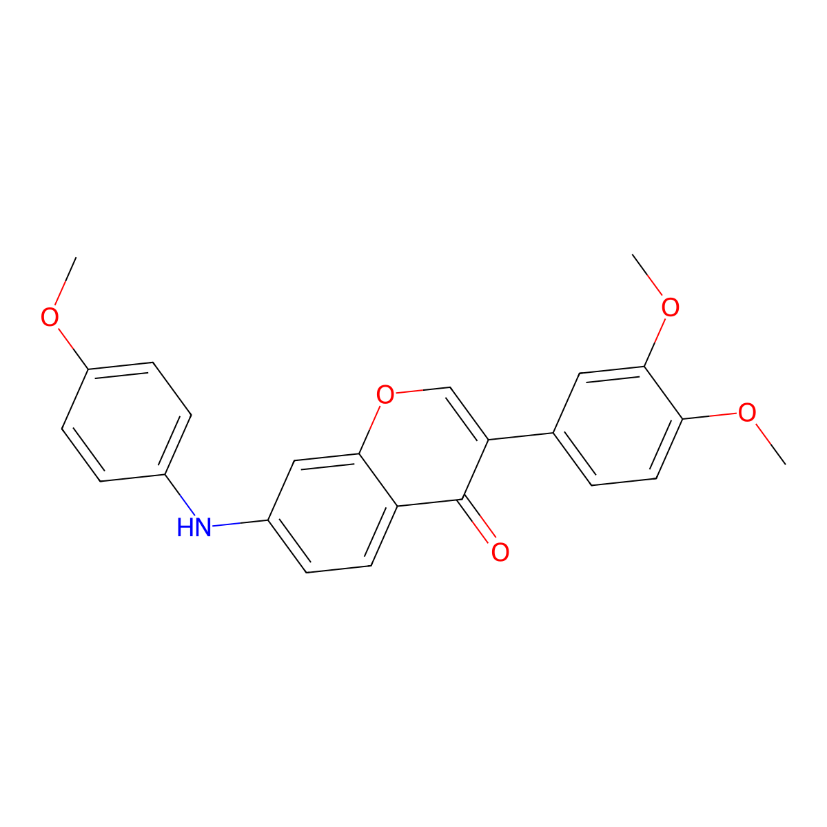 3-(3,4-dimethoxyphenyl)-7-((4-methoxyphenyl)amino)-4H-chromen-4-one molecular structure, CAS 859672-25-6