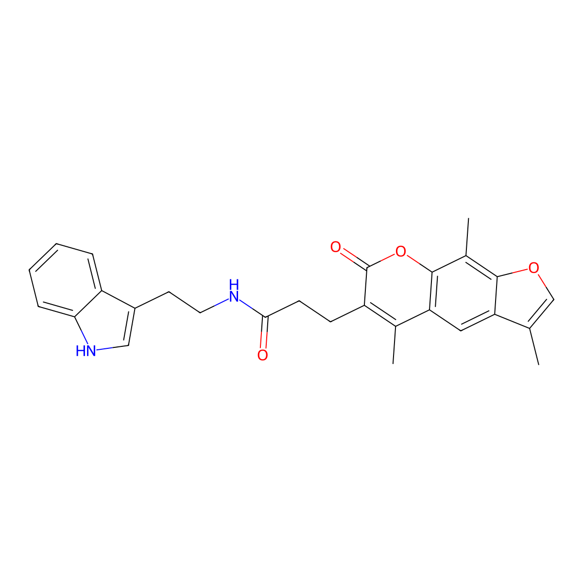 N-[2-(1H-indol-3-yl)ethyl]-3-(3,5,9-trimethyl-7-oxo-7H-furo[3,2-g]chromen-6-yl)propanamide molecular structure, CAS 859672-43-8