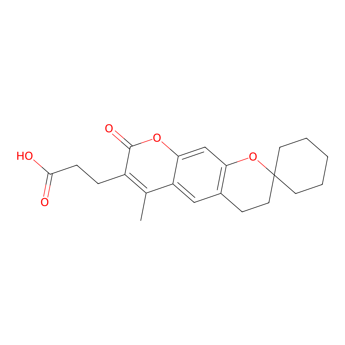 3-(6'-methyl-8'-oxo-3',4'-dihydro-8'H-spiro[cyclohexane-1,2'-pyrano[3,2-g]chromen]-7'-yl)propanoic acid molecular structure, CAS 859673-74-8