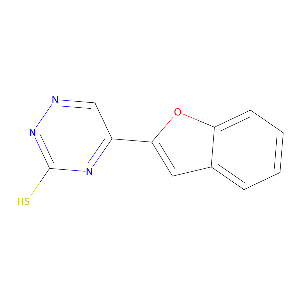 5-(1-Benzofuran-2-yl)-1,2,4-triazine-3-thiol molecular structure, CAS 859763-77-2