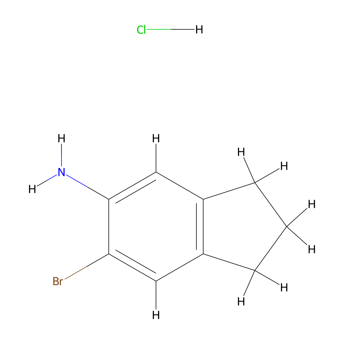 6-Bromo-2,3-dihydro-1H-inden-5-amine hydrochloride molecular structure, CAS 859769-45-2