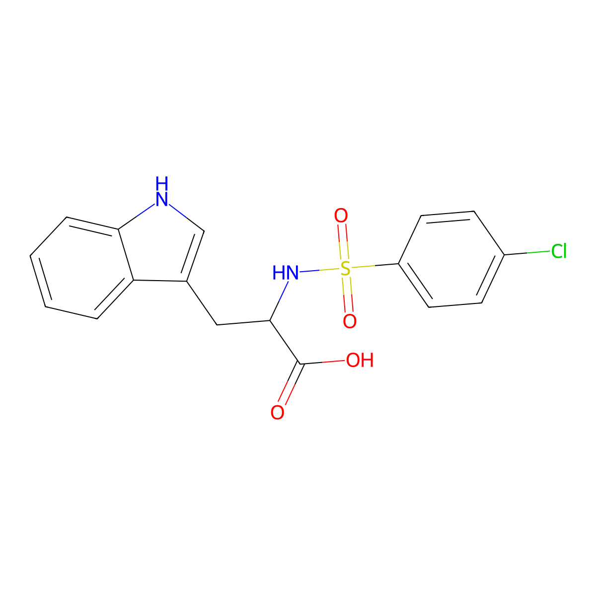 (2S)-2-[(4-chlorophenyl)sulfonylamino]-3-(1H-indol-3-yl)propanoic acid molecular structure, CAS 85979-01-7