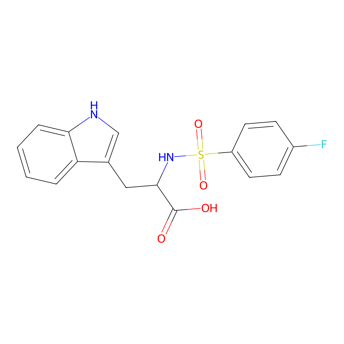L-Tryptophan, N-((4-fluorophenyl)sulfonyl)- molecular structure, CAS 85979-02-8