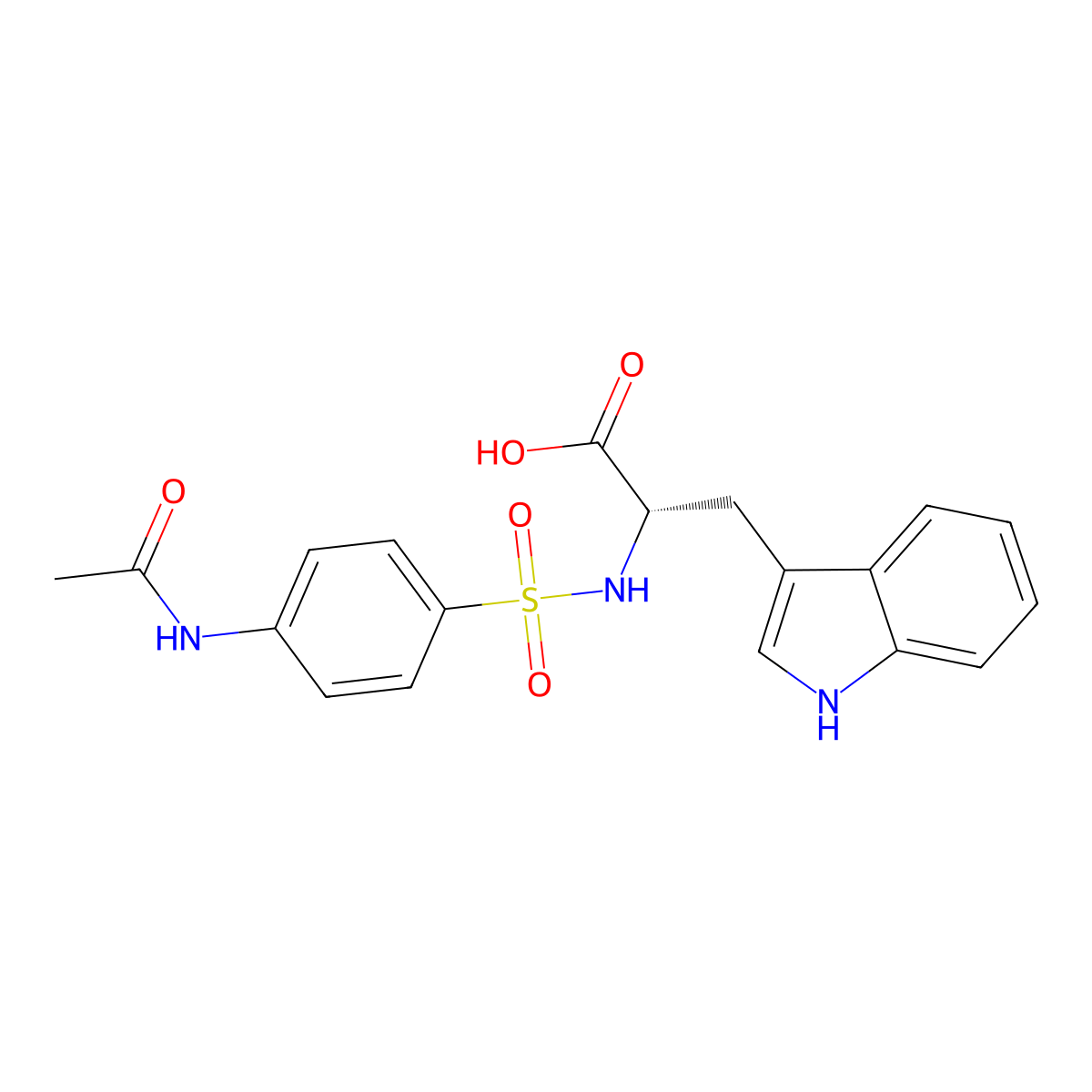 (S)-2-(4-acetamidophenylsulfonamido)-3-(1H-indol-3-yl)propanoic acid molecular structure, CAS 85979-07-3