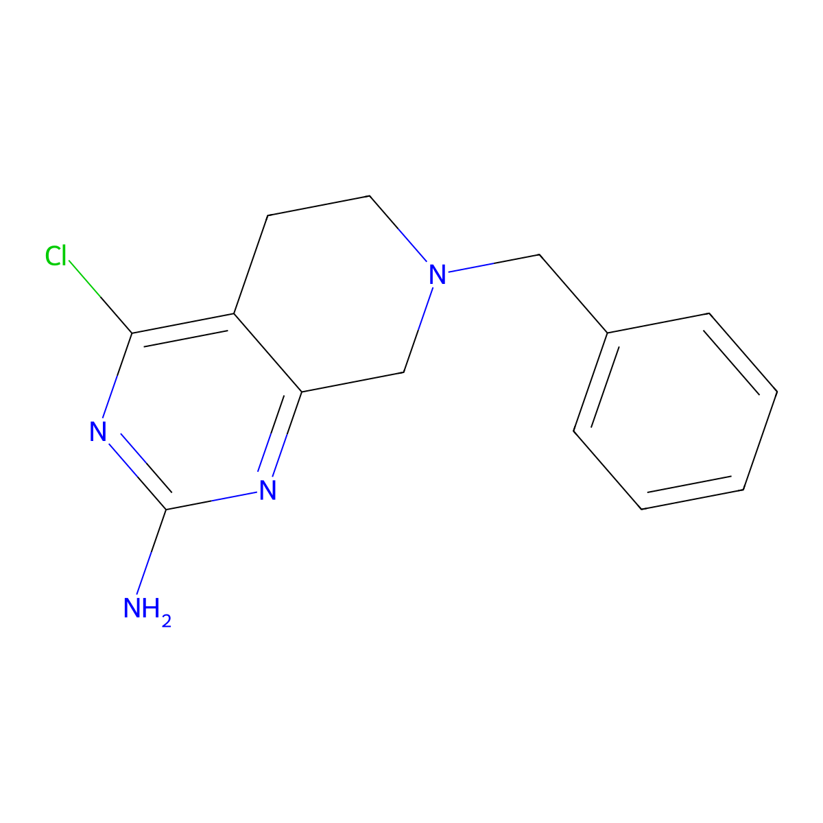 7-Benzyl-4-chloro-5,6,7,8-tetrahydropyrido[3,4-D]pyrimidin-2-amine molecular structure, CAS 859825-79-9
