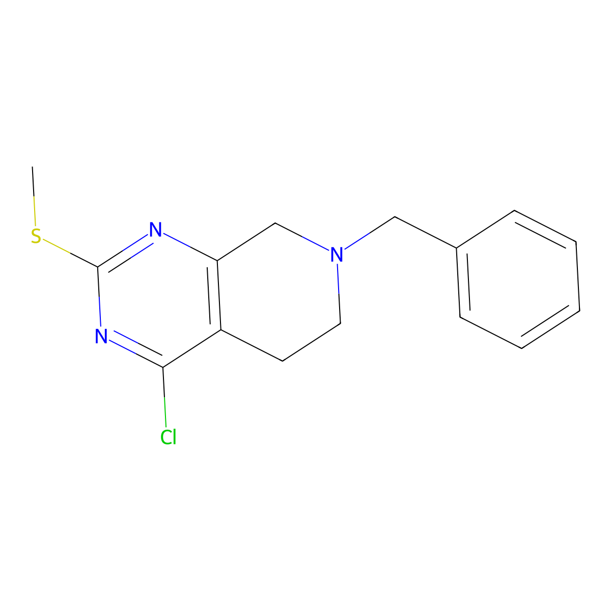 7-Benzyl-4-chloro-2-(methylthio)-5,6,7,8-tetrahydropyrido[3,4-D]pyrimidine molecular structure, CAS 859826-11-2