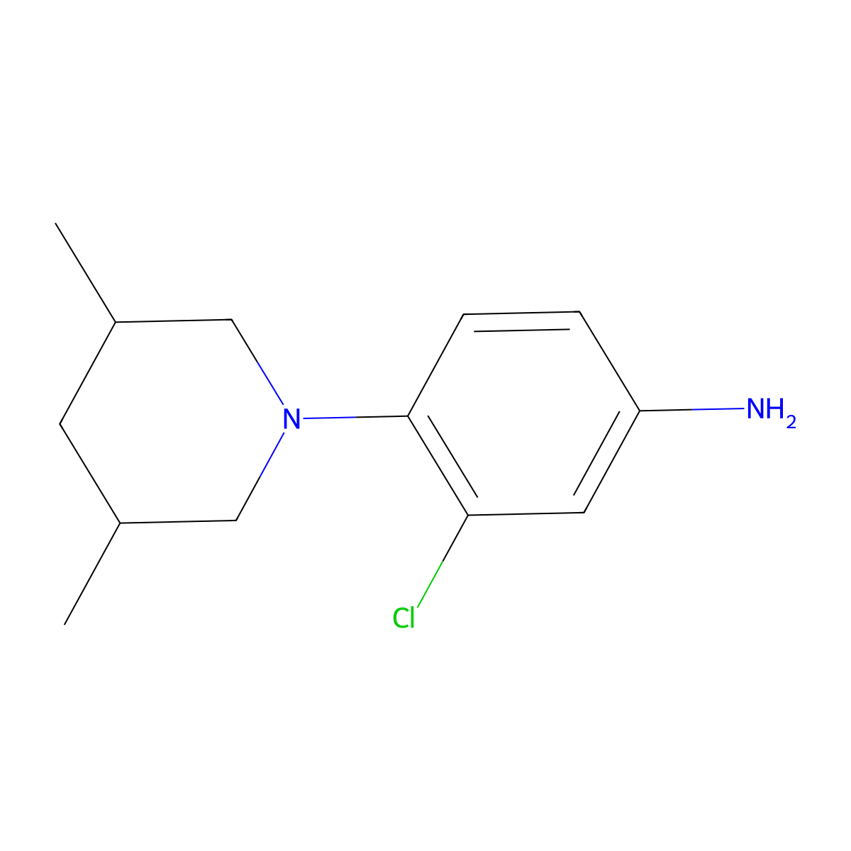 3-Chloro-4-(3,5-dimethylpiperidin-1-yl)aniline molecular structure, CAS 85983-54-6