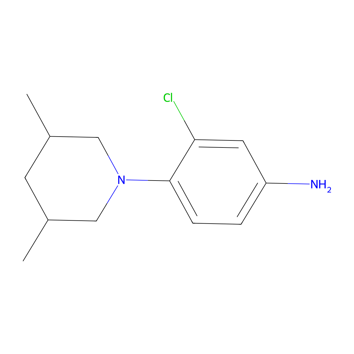 3-Chloro-4-(3,5-dimethylpiperidin-1-yl)aniline molecular structure, CAS 85983-54-6