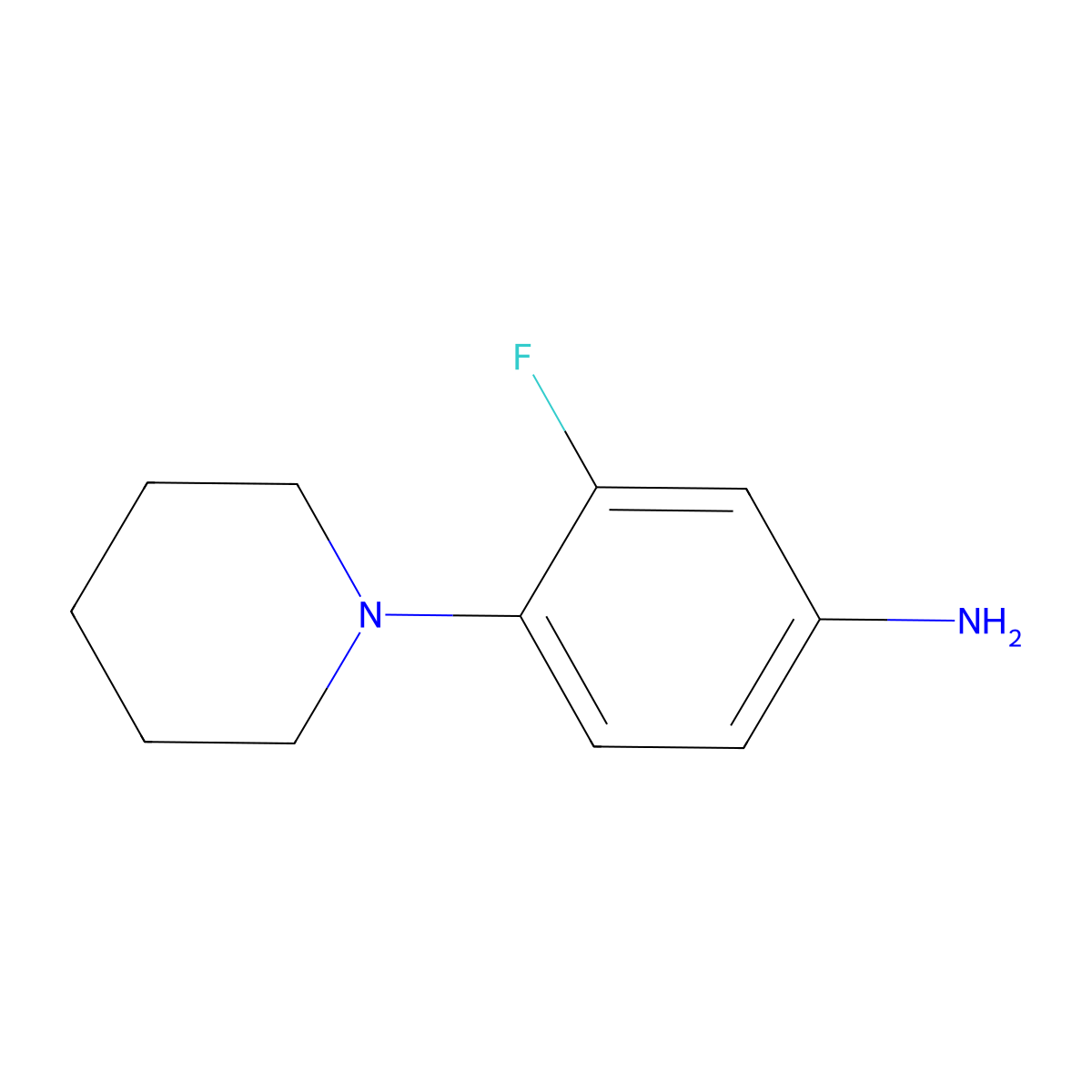 3-Fluoro-4-(piperidin-1-yl)aniline molecular structure, CAS 85983-56-8
