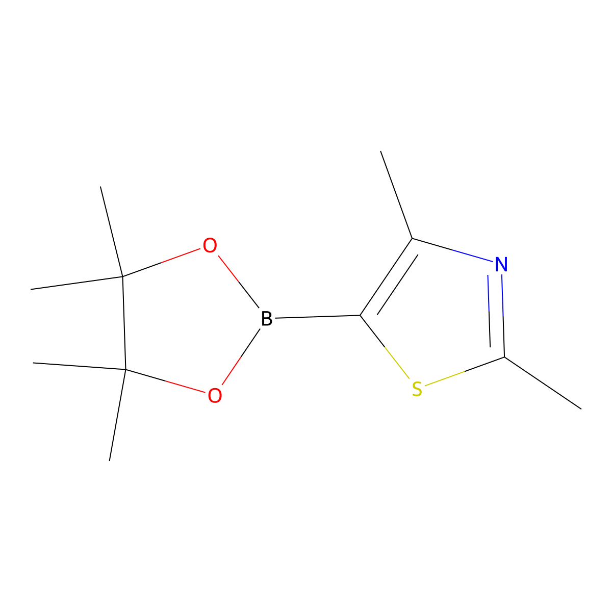 2,4-Dimethyl-5-(4,4,5,5-tetramethyl-1,3,2-dioxaborolan-2-yl)-1,3-thiazole molecular structure, CAS 859833-13-9