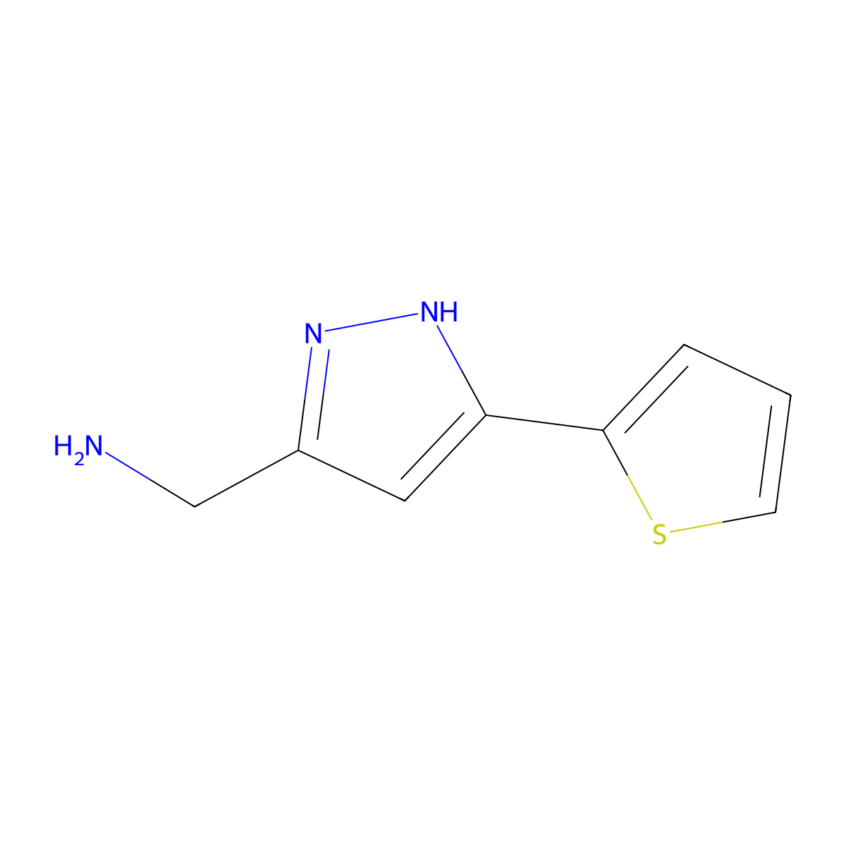 1-[5-(2-Thienyl)-1H-pyrazol-3-YL]methanamine molecular structure, CAS 859850-80-9