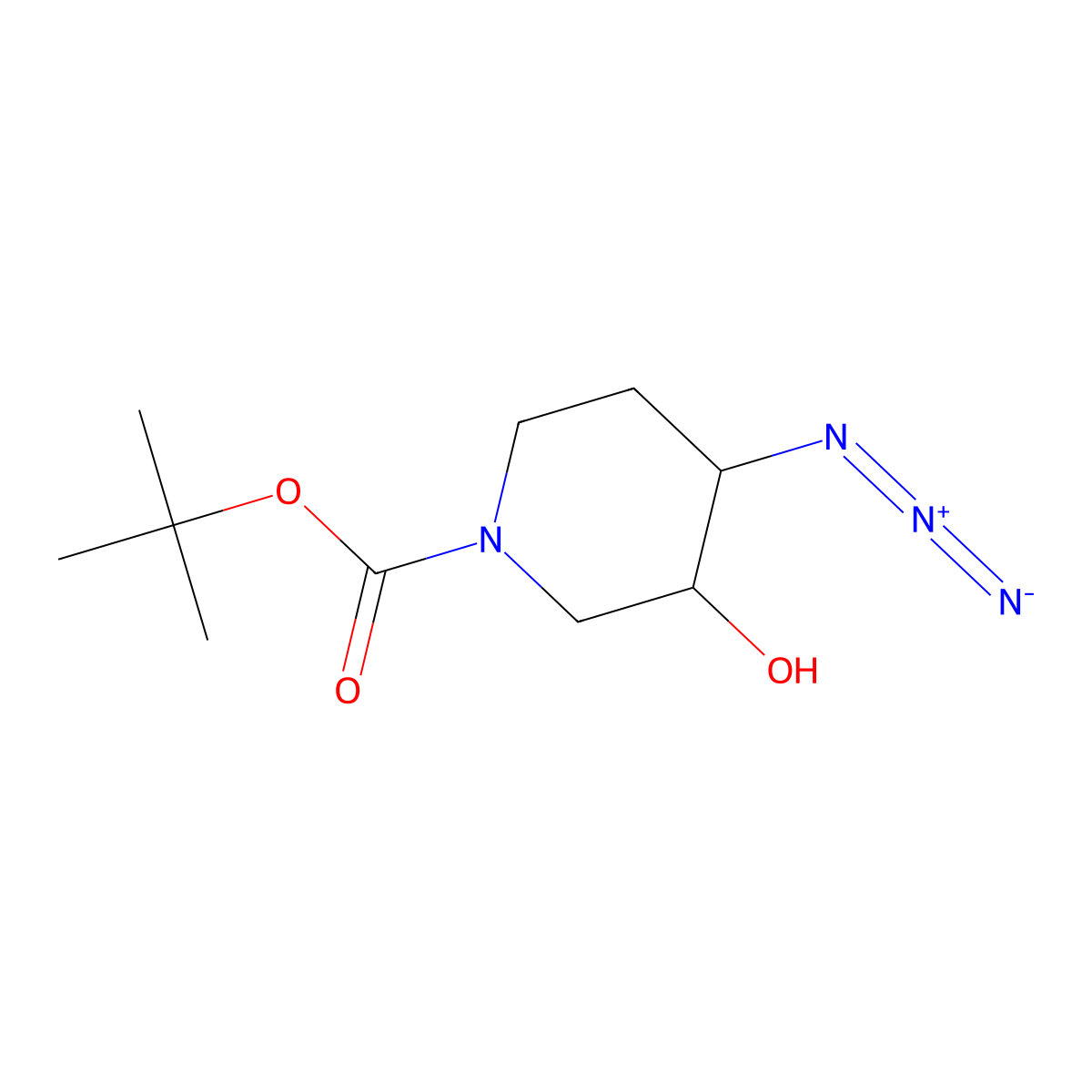 (3R*,4R*)-4-azido-3-hydroxy-piperidine-1-carboxylic acid tert-butyl ester molecular structure, CAS 859854-74-3