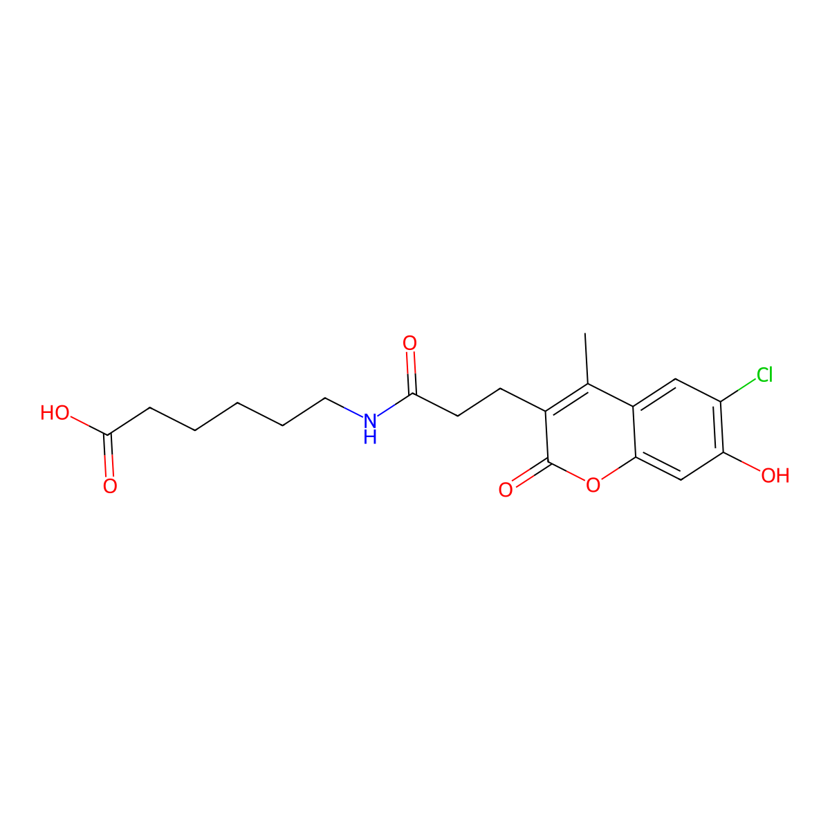 6-{[3-(6-chloro-7-hydroxy-4-methyl-2-oxo-2H-chromen-3-yl)propanoyl]amino}hexanoic acid molecular structure, CAS 859858-08-5