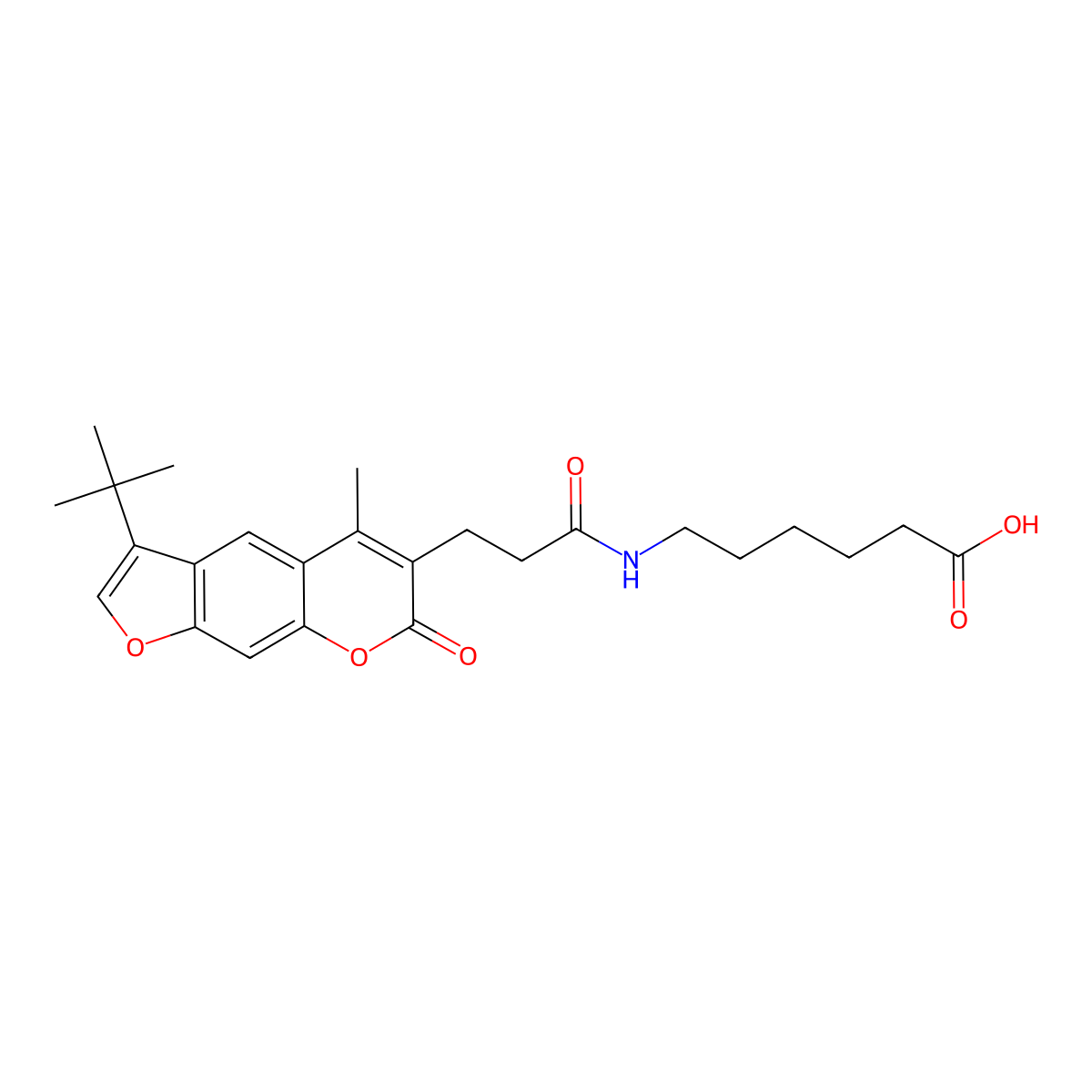 6-{[3-(3-tert-butyl-5-methyl-7-oxo-7H-furo[3,2-g]chromen-6-yl)propanoyl]amino}hexanoic acid molecular structure, CAS 859858-27-8