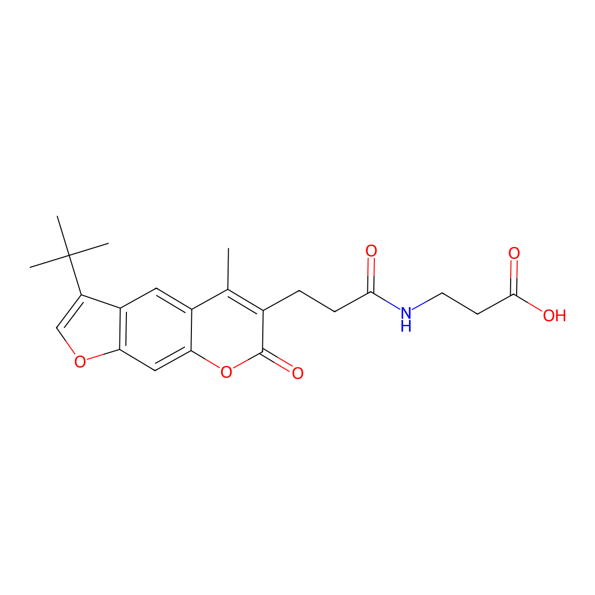 N-[3-(3-tert-butyl-5-methyl-7-oxo-7H-furo[3,2-g]chromen-6-yl)propanoyl]-beta-alanine molecular structure, CAS 859858-49-4