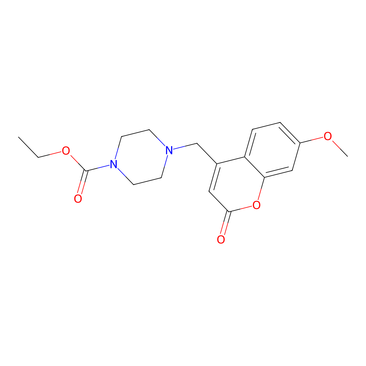 Ethyl 4-[(7-methoxy-2-oxochromen-4-yl)methyl]piperazine-1-carboxylate molecular structure, CAS 859858-83-6
