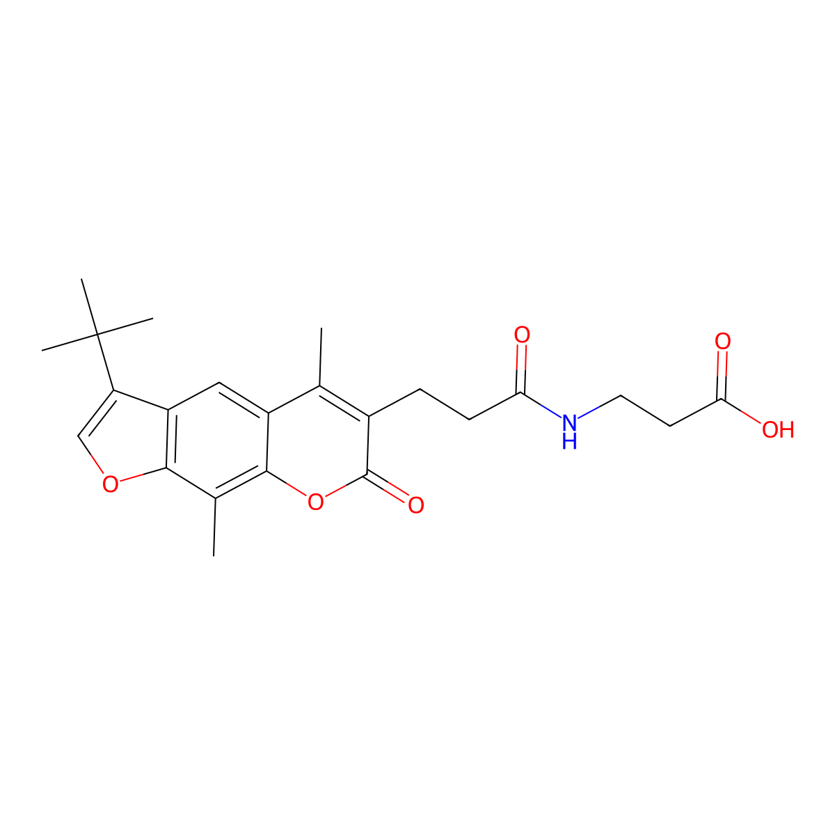 N-[3-(3-tert-butyl-5,9-dimethyl-7-oxo-7H-furo[3,2-g]chromen-6-yl)propanoyl]-beta-alanine molecular structure, CAS 859858-90-5