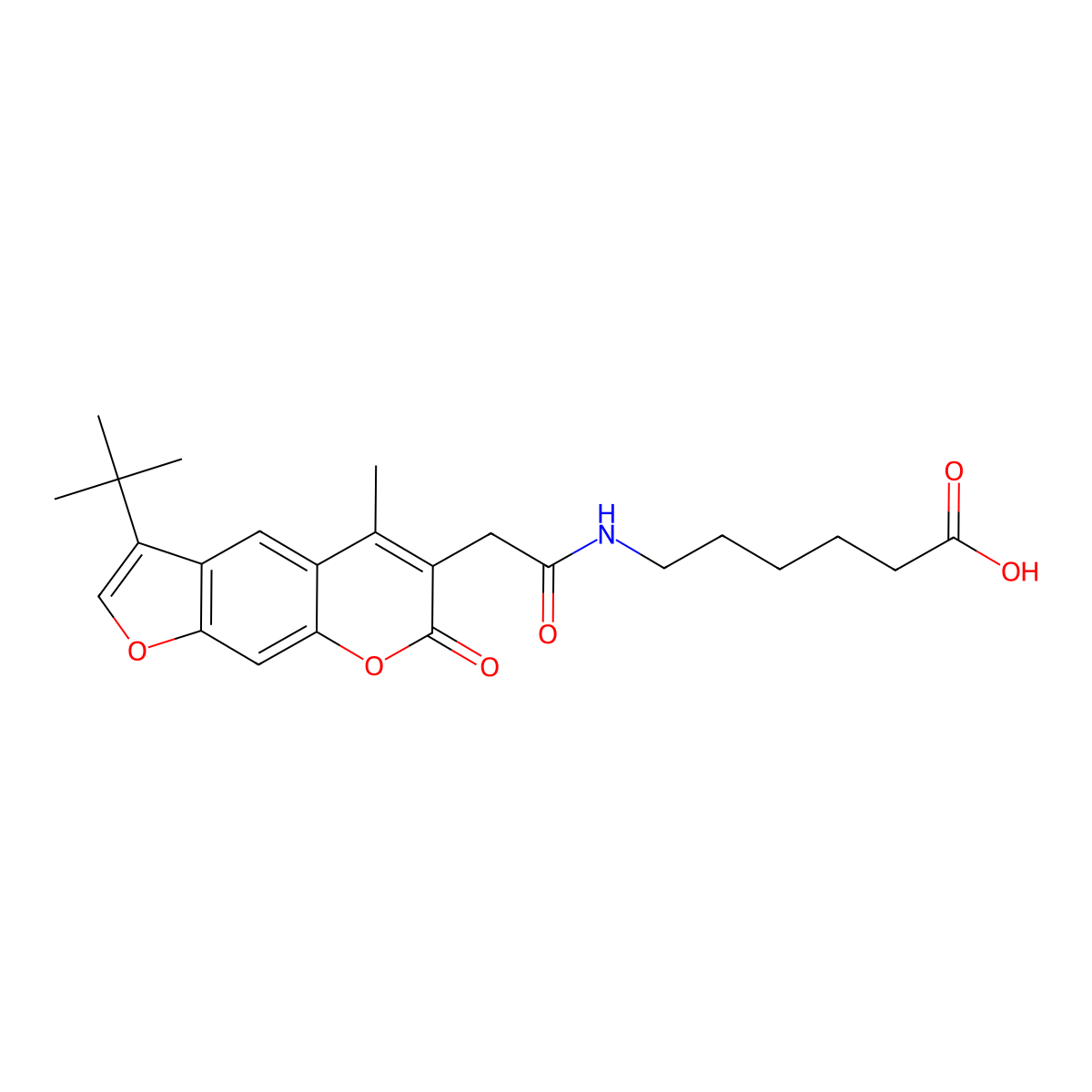 6-{[(3-tert-butyl-5-methyl-7-oxo-7H-furo[3,2-g]chromen-6-yl)acetyl]amino}hexanoic acid molecular structure, CAS 859859-08-8