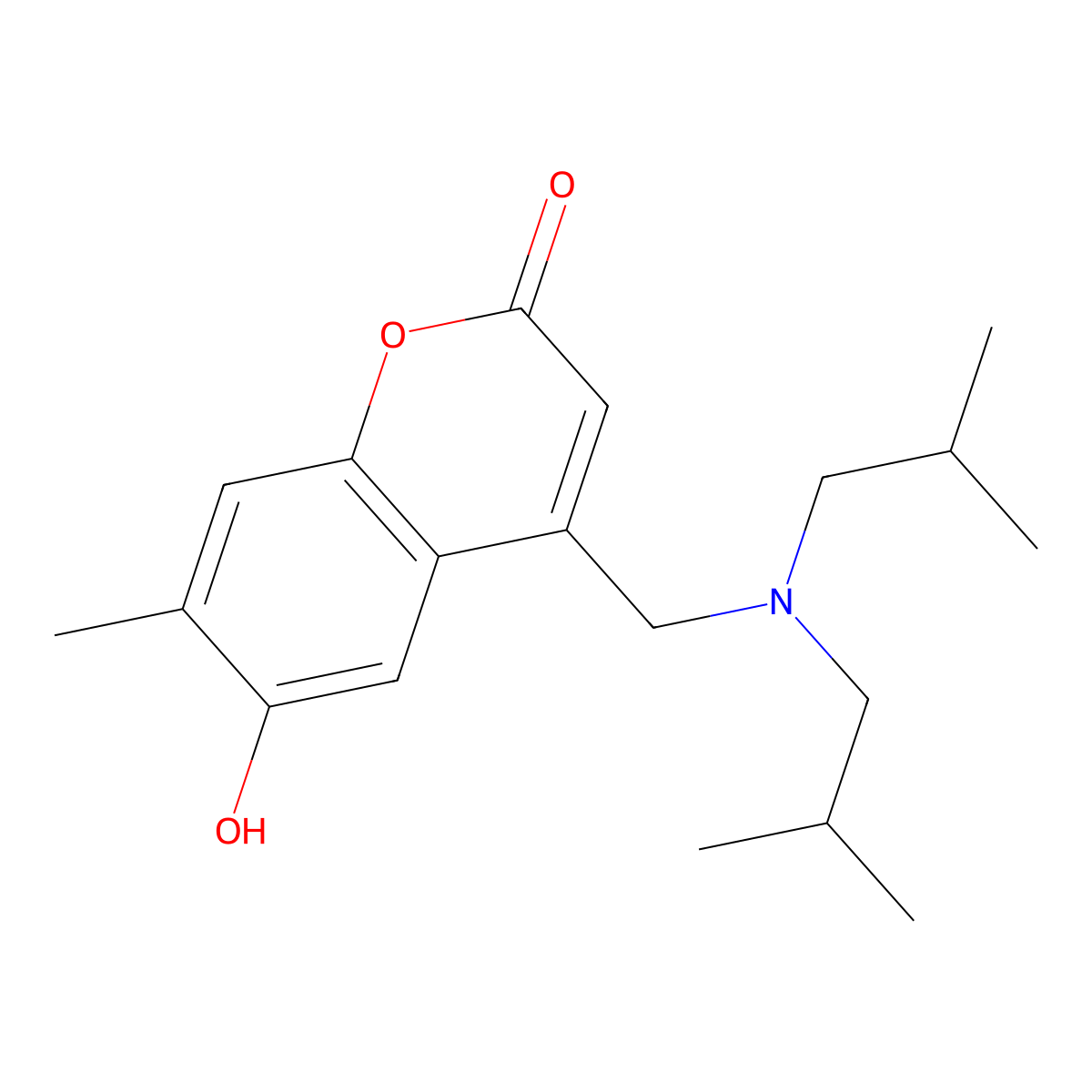 4-((diisobutylamino)methyl)-6-hydroxy-7-methyl-2H-chromen-2-one molecular structure, CAS 859859-13-5