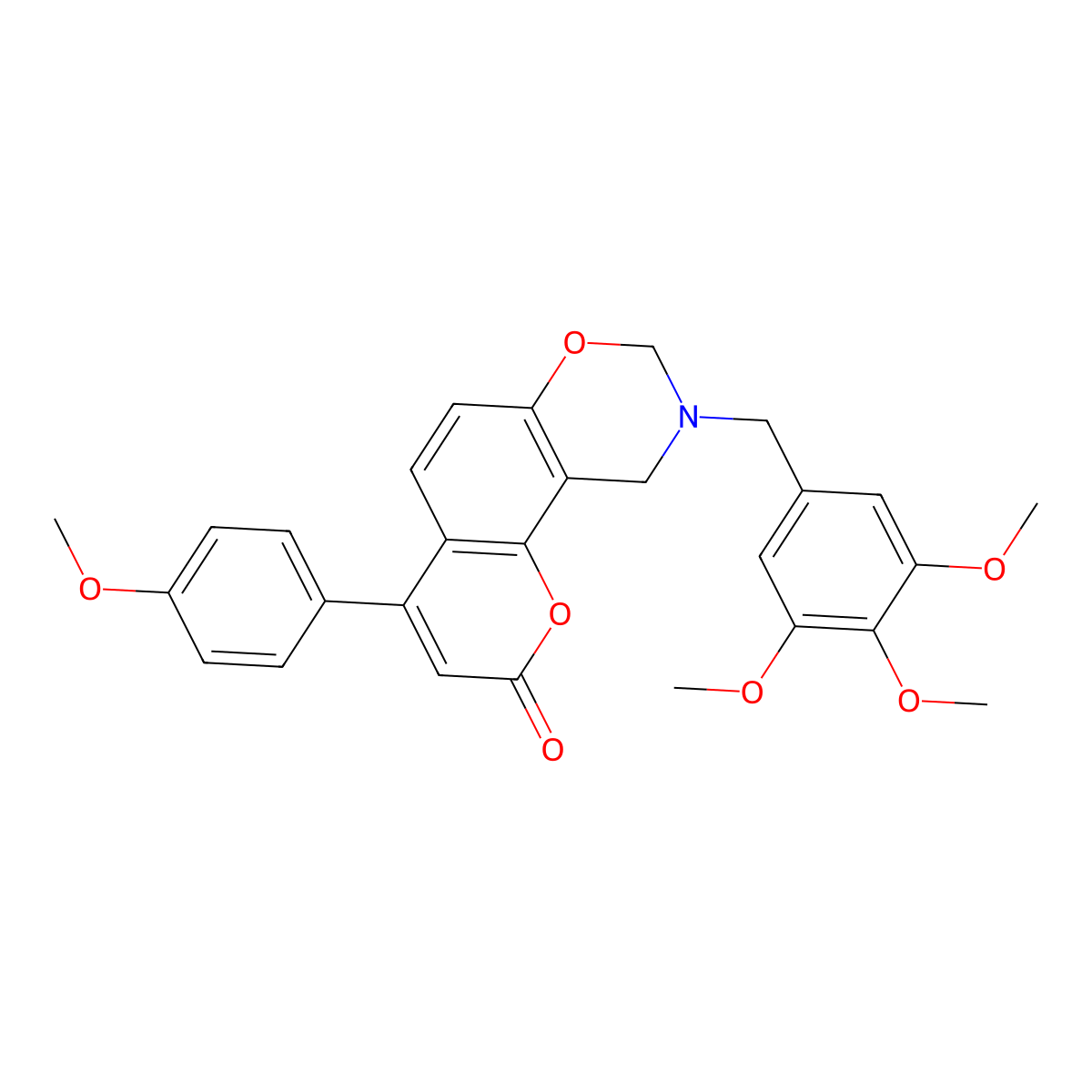 4-(4-methoxyphenyl)-9-(3,4,5-trimethoxybenzyl)-9,10-dihydro-2H,8H-chromeno[8,7-e][1,3]oxazin-2-one molecular structure, CAS 859859-49-7