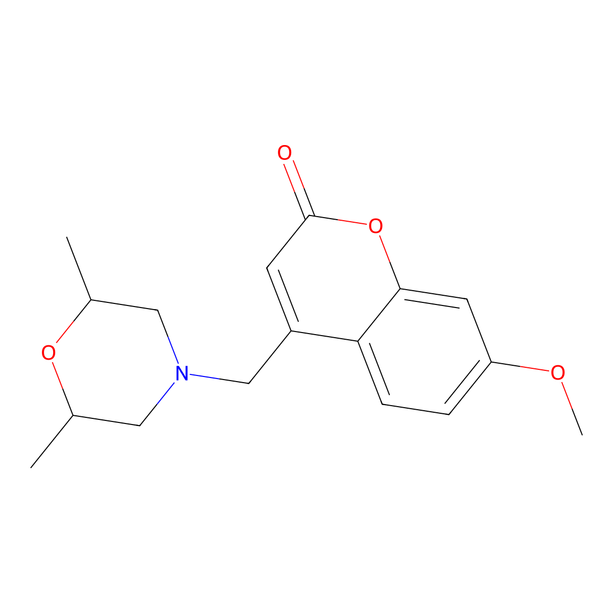 4-((2,6-dimethylmorpholino)methyl)-7-methoxy-2H-chromen-2-one molecular structure, CAS 859859-91-9