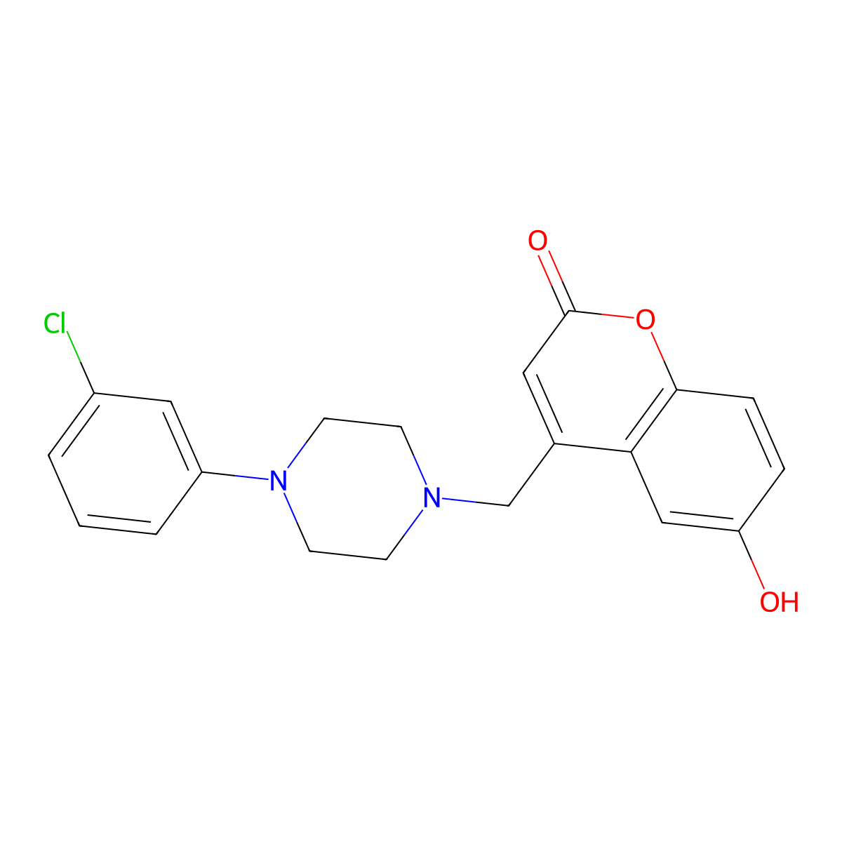 4-((4-(3-chlorophenyl)piperazin-1-yl)methyl)-6-hydroxy-2H-chromen-2-one molecular structure, CAS 859859-96-4