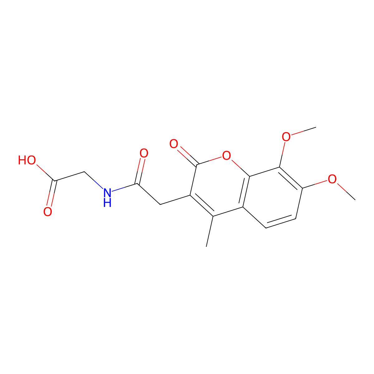 N-[(7,8-dimethoxy-4-methyl-2-oxo-2H-chromen-3-yl)acetyl]glycine molecular structure, CAS 859860-02-9