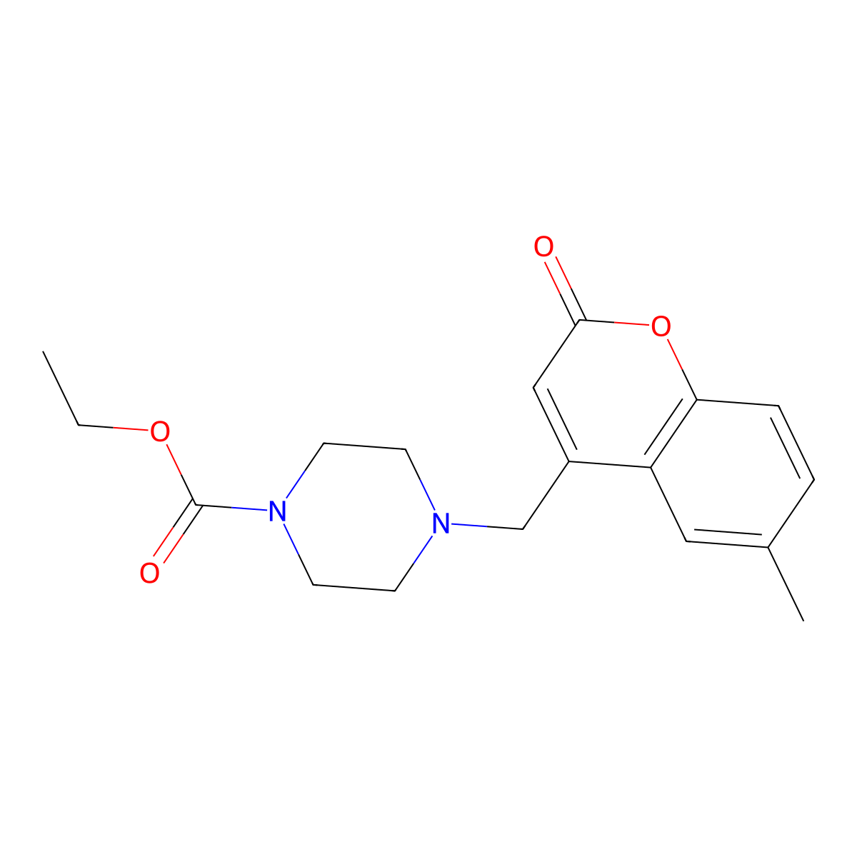ethyl 4-[(6-methyl-2-oxo-2H-chromen-4-yl)methyl]piperazine-1-carboxylate molecular structure, CAS 859860-51-8