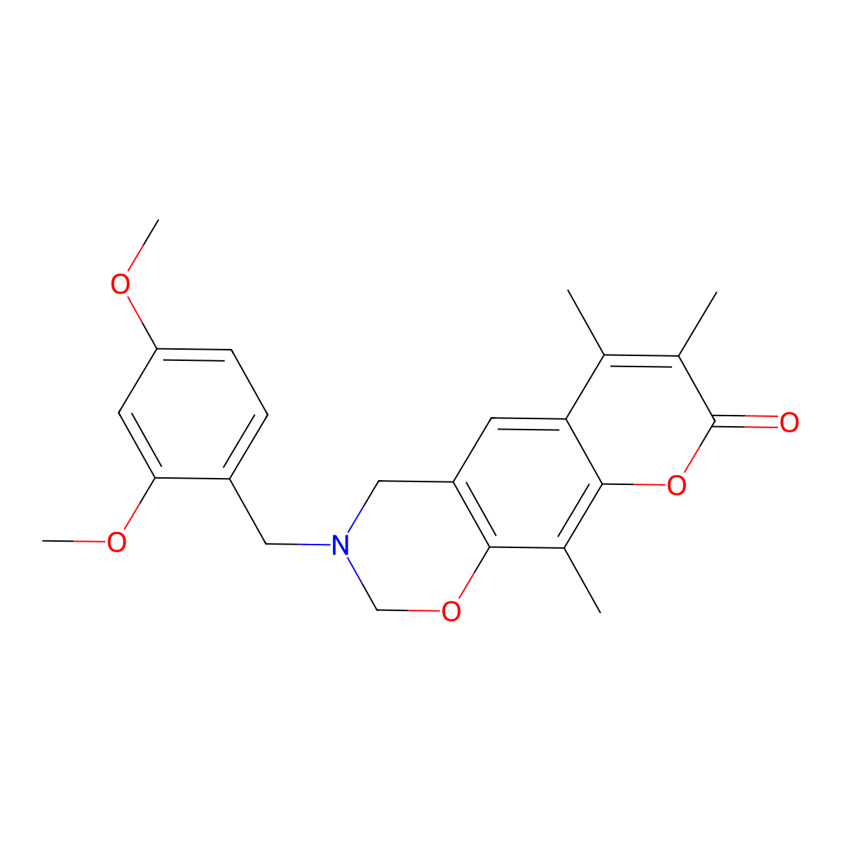 3-(2,4-dimethoxybenzyl)-6,7,10-trimethyl-3,4-dihydro-2H,8H-chromeno[6,7-e][1,3]oxazin-8-one molecular structure, CAS 859860-68-7