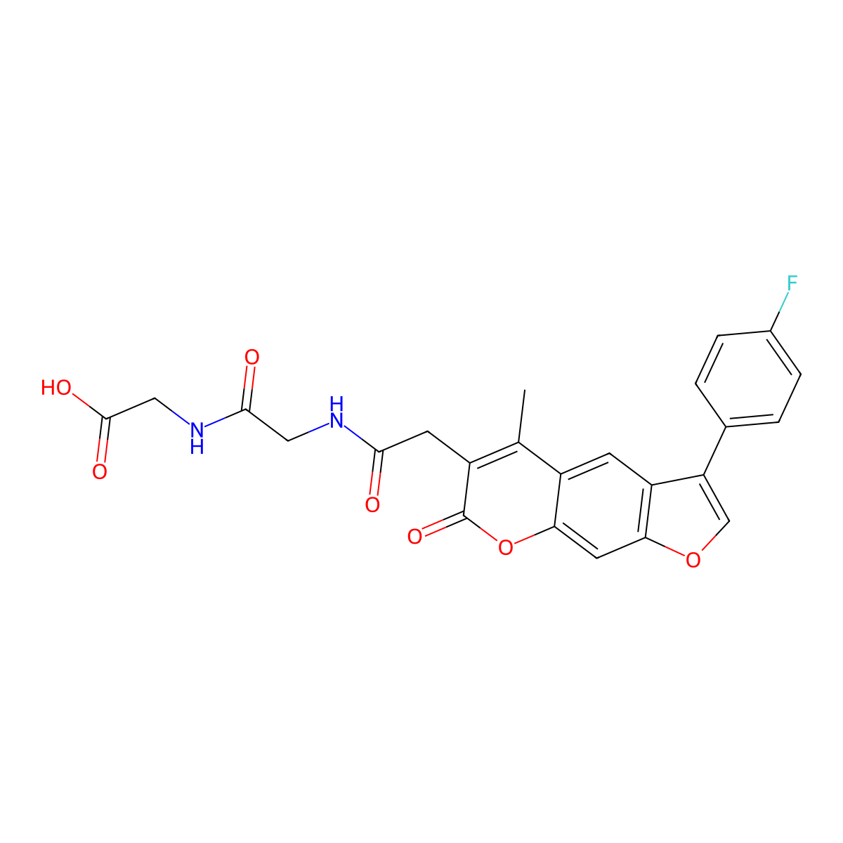 N-{[3-(4-fluorophenyl)-5-methyl-7-oxo-7H-furo[3,2-g]chromen-6-yl]acetyl}glycylglycine molecular structure, CAS 859860-99-4