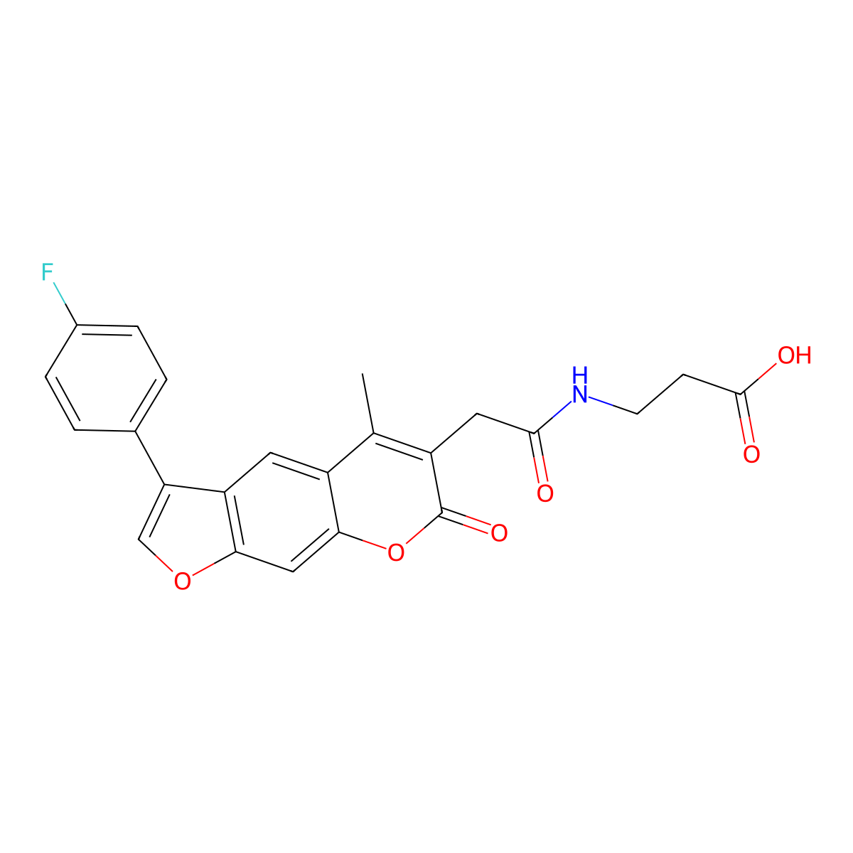 N-{[3-(4-fluorophenyl)-5-methyl-7-oxo-7H-furo[3,2-g]chromen-6-yl]acetyl}-beta-alanine molecular structure, CAS 859861-45-3