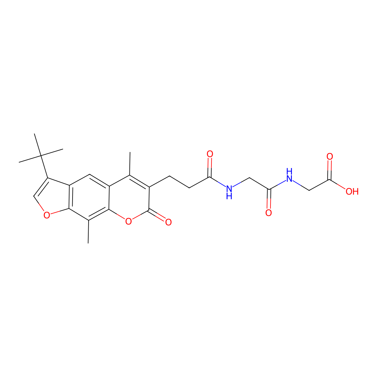 N-[3-(3-tert-butyl-5,9-dimethyl-7-oxo-7H-furo[3,2-g]chromen-6-yl)propanoyl]glycylglycine molecular structure, CAS 859862-10-5