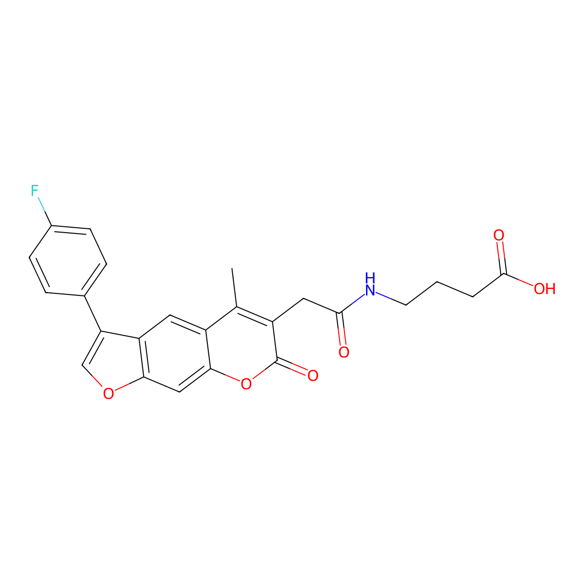 4-({[3-(4-fluorophenyl)-5-methyl-7-oxo-7H-furo[3,2-g]chromen-6-yl]acetyl}amino)butanoic acid molecular structure, CAS 859862-55-8